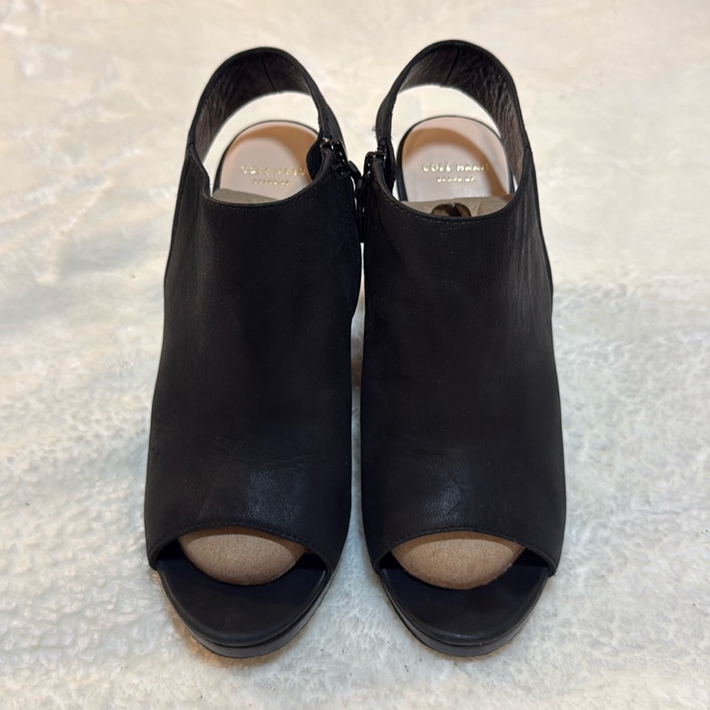 Cole Haan Leather Ankle Strap Peep Toe Bootie